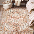 3x5 Washable Non Slip Boho Area Rug for Bedroom (Vintage Peach/Cream / 3' x 5' (Rectangular))