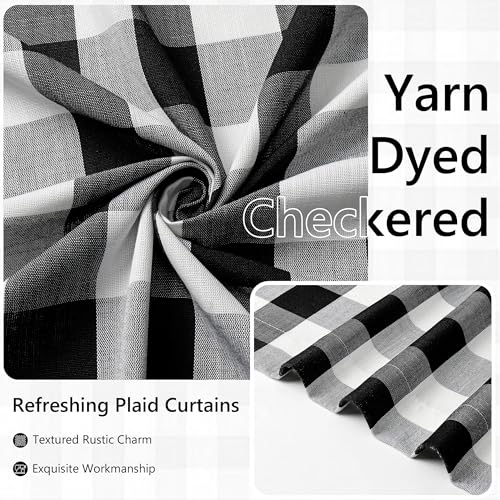 Buffalo Plaid GEO Grommet Curtains 95 Inch Length Black White (Black/White / 40"W x 95"L (Pack of 2))
