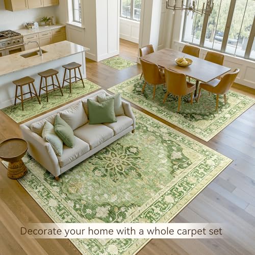 Washable Area Rug (Green/Yellow / 10' x 14' (Rectangular))