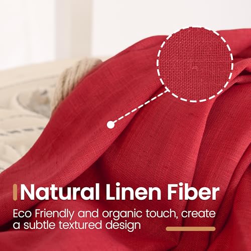 Red Linen Curtains 72 Inches Long for Living Room (Red / 52"W x 72"L (Pack of 2))