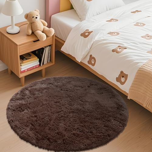 Coffee Round Rugs for Bedroom (3 Ft Round / Coffee)