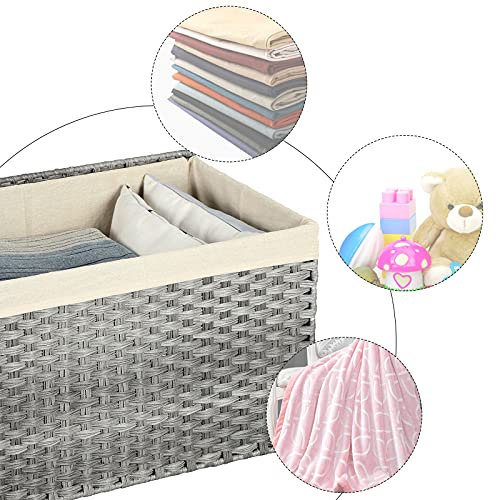 Woven Storage Basket with Lid (65 L / Gray)
