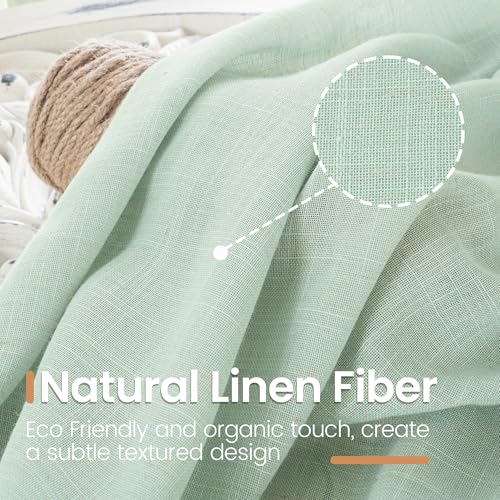 Light Green Linen Curtains 45 Inch Length (Sage Green / 30"W x 45"L (Pack of 2))