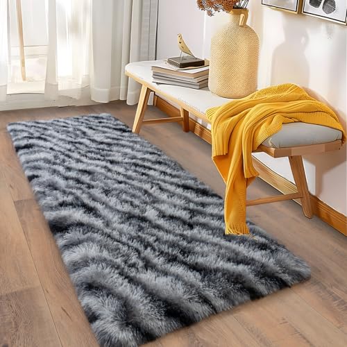 Soft Runner Rugs for Bedroom Hallways (2' x 6' (1 pc) / Black and White)