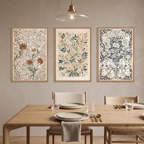 Large Abstract Vintage Flower Framed Canvas Wall Art (Abstract Flower Wall Art / 24"L x 36"W)