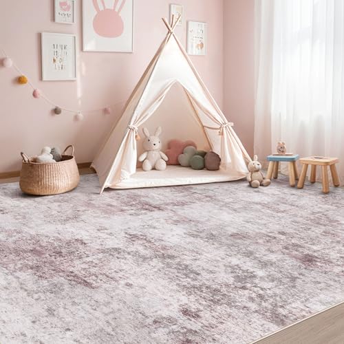 9x12 Washable Area Rug (Pink Grey / 9' x 12' (Rectangular))