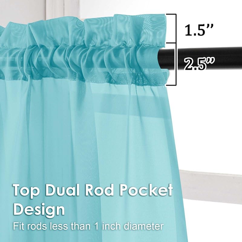 Aqua Sheer Curtains 96 Inches Long 2 Panels (Aqua / 42"W x 96"L (Pack of 2))