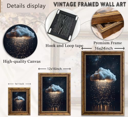 Vintage Gold Framed Moody Cloud Wall Art (cloud / 11"LX9"W)