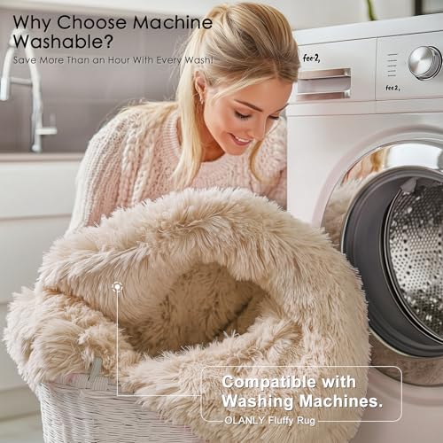 3x9 Machine Washable Runner Rugs for Hallway (3x9 Ft / Beige)