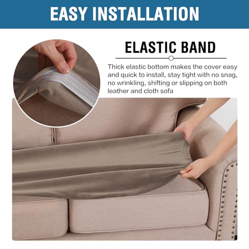 Velvet Stretch Individual Couch Cushion Cover Plush Cushion Slipcover for Loveseat Sofa Cushion Furniture Protector Seat Cushion Sofa Cover (Mocha / 1 Cushion Sofa)
