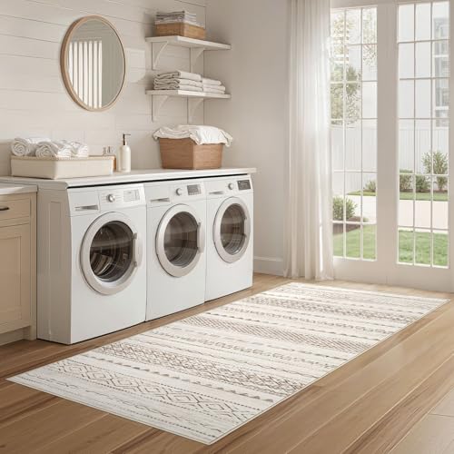 Runner Rug Kitchen Washable Rugs (Brown Tan / 3' X 8' (Runner))