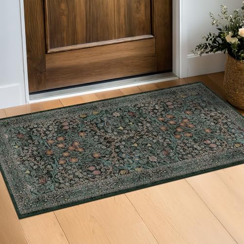 Dark Green 2x4 Rug Runner (Dark Green / Black / 2' x 4' (Rectangular))