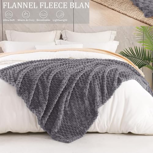 3D Fleece Queen Size Blanket for Bed (Dark Grey / Queen ( 90x90 IN ))