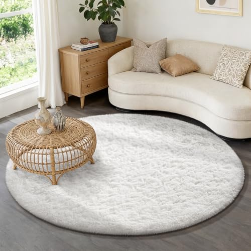 Round Rug 6Ft White Circle Area Rug (4- White / 6' (Round))