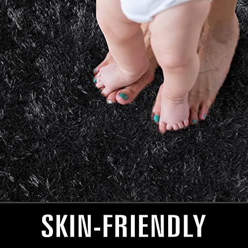 Super Soft Shaggy Rugs Fluffy Carpets (6' x 9' (Rectangular) / Black)