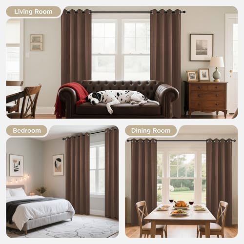 Blackout Curtains 120 inches Long 2 Panels Set (Brown / 52"W x 120"L (Pack of 2))