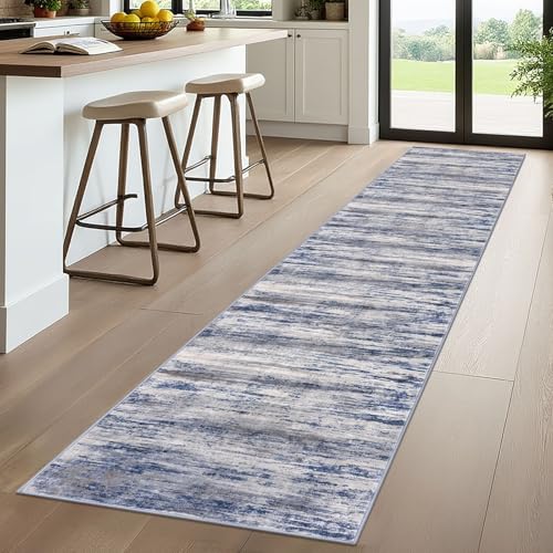 Modern Abstract Kitchen Runner Rug (Blue-grey / 2' x 10' (Runner))