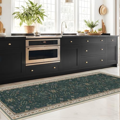 Dark Green Washable Kitchen Runner Rug (2'6" x 8' (Runner) / Dark Green)