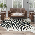Western Faux Zebra Rug (5'2" X 6'3" (Irregular) / Black and White)