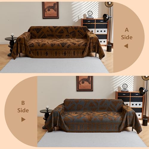 Boho Couch Cover Sofa Covers (71" x 118" / 10# Coffee Pattern)
