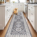 HEBE Boho Kitchen Mats for Floor 24''x96'' (Natural/Grey / 24"x96")