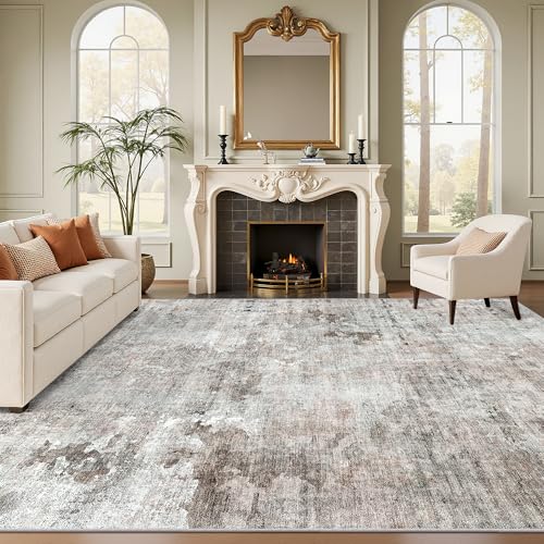 9x12 Area Rugs for Living Room Washable Rug Abstract Pink (Pink/Grey / 9' x 12' (Rectangular))
