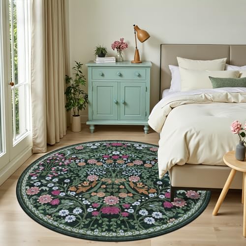 Round Area Rug Living Room (Dark Green / 6' (Round))