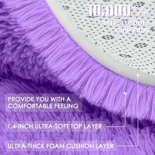 Purple Round Rugs for Bedroom (3 Ft Round / Purple)