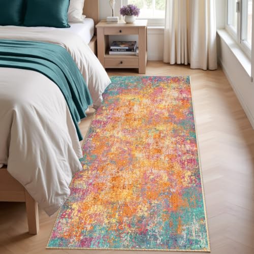 Washable Runner 2'x8' Abstract Area Rug for Hallway Starlight (Starlight / 2' x 8' (Runner))