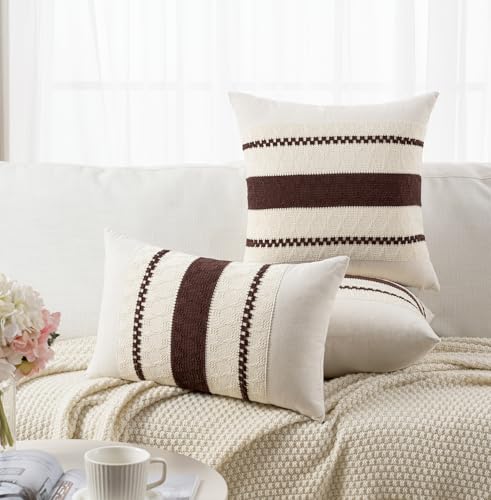 Set of 1 Boho Brown Big Decorative Throw Pillow Cover 24x24 Inch for Couch Bed Bedroom (24" x 24" (Pack of 1) / Brown)
