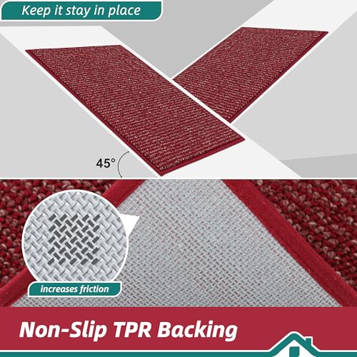 Kitchen Rugs and Mats 2PCS Non (Red / 20"x32"+20"x48" (Rectangular))