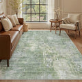 Abstract Rug 5x7 Washable Area Rugs for Living Room (Green/Ivory / 5' x 7' (Rectangular))
