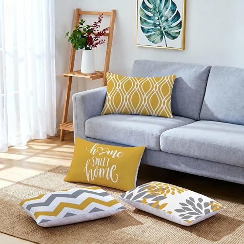 Throw Pillow Covers 12x20 (Yellow / 20" x 12" (Pack of 4))