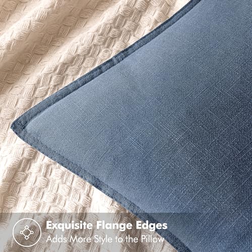 Decorative Linen Euro Sham Pillow Covers 26x26 Inch Blue Ashes (Blue Ashes / 26" x 26" (Pack of 2))