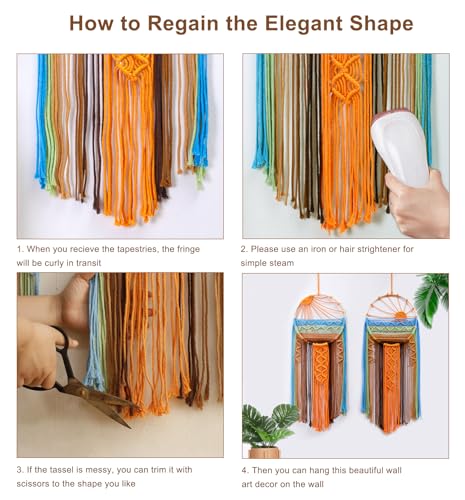 2 Pack Macrame Hanging Tapestry Sun Wall Decor (2 Pcs)