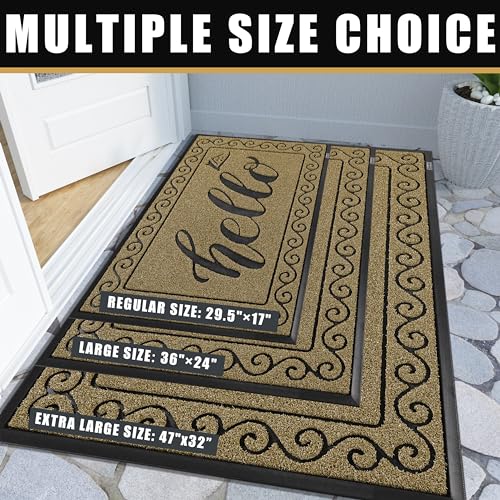 Welcome Mats for Front Door 36x24 (Beige Brown / 36x24 Inch)