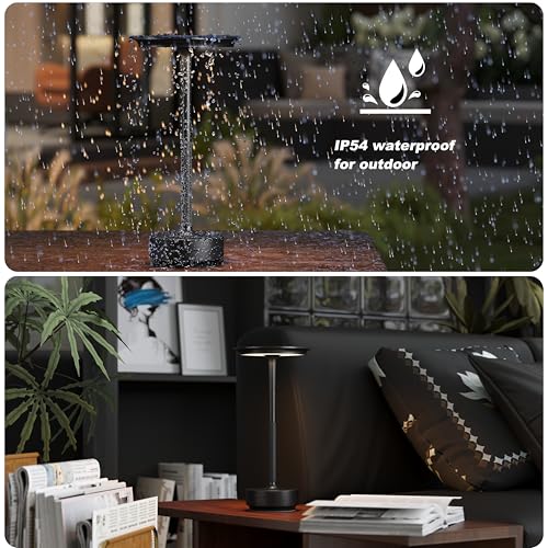 2 Pack Rechargeable Table Lamps Cordless (Diamond Black-2)