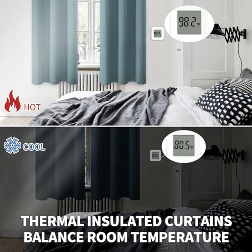 Short Curtains for Small Window 54 Inch Long (Stone Blue / 38"W x 54"L (Pack of 2))