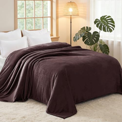 Soft Fleece Blanket Twin Size for Bed (Coffee / Twin (60" x 80"))