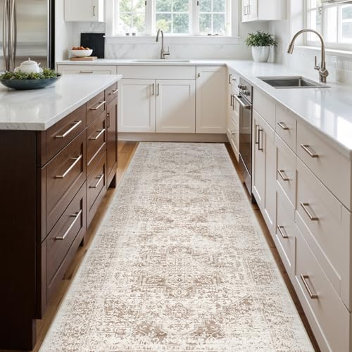 4x10 Washable Hallway Runner Rug (Ivory/Beige / 4x10)
