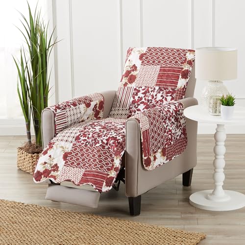Reversible Patchwork Recliner Cover (Recliner / Patchwork - Burgundy)