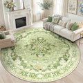 Washable Area Rug (Green/Yellow / 8' (Round))