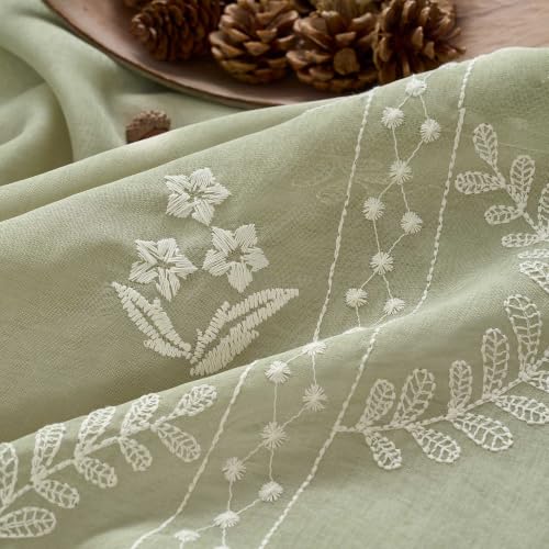 Floral Sheer Curtains (S | Green / 50"W x 63"L (Pack of 2))