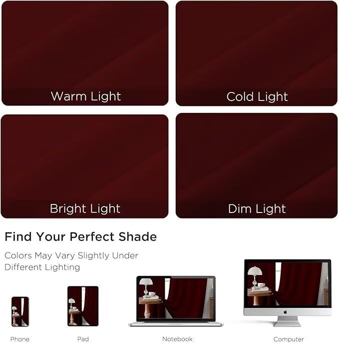 Blackout Curtains for Bedroom 90 inch Long 2 Panels (Burgundy Red / 52"W x 90"L (Pack of 2))
