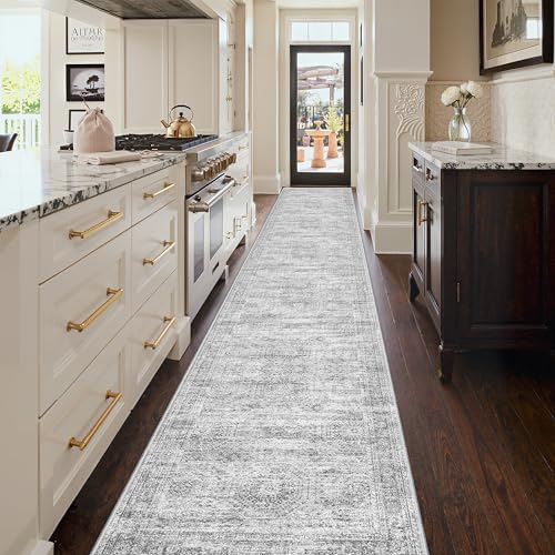 3x18 Runner Rug Non Slip (Grey/Ivory / 3' x 18' (Runner))