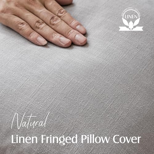 Decorative Linen Fringe Throw Pillow Covers 22×22 Light Gray (22" x 22" (Pack of 2) / Quiet Gray)
