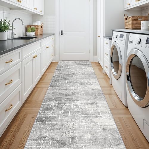 2'6x14 Abstract Kitchen Area Rugs (2'6" x 14' (Rectangular) / Light/Grey)
