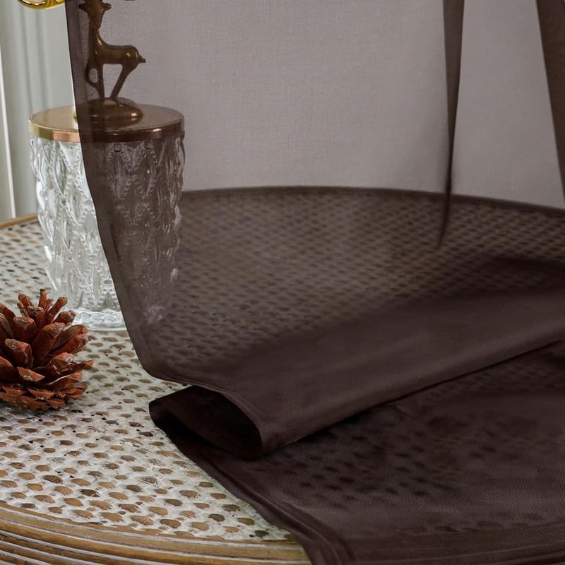 Chocolate Sheer Curtains 72 Inches 2 Panels for Living Room 59" Wide (Chocolate / 59"W x 72"L (Pack of 2))