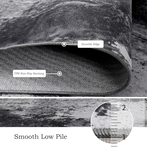 Abstract Area Rug Modern Washable Rug Soft Non Slip Rug Low Pile for Bedroom Living Room Dining Room Slate Grey 5x8 Feet (Slate Grey / 5' x 7'11" (Rectangular))