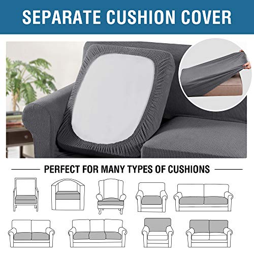 3 Piece Stretch Sofa Covers for 2 Cushion Sofa Couch Covers for Living Room Furniture Cover (Medium-XL / Grey)